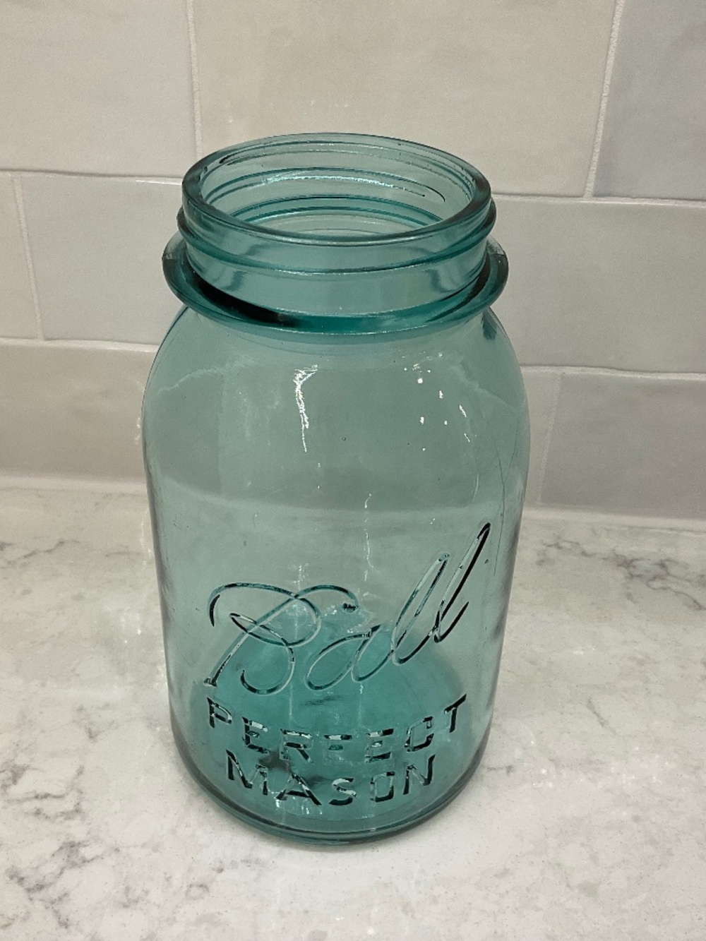 Vintage Ball Perfect Mason Aqua Blue Quart Jar #12